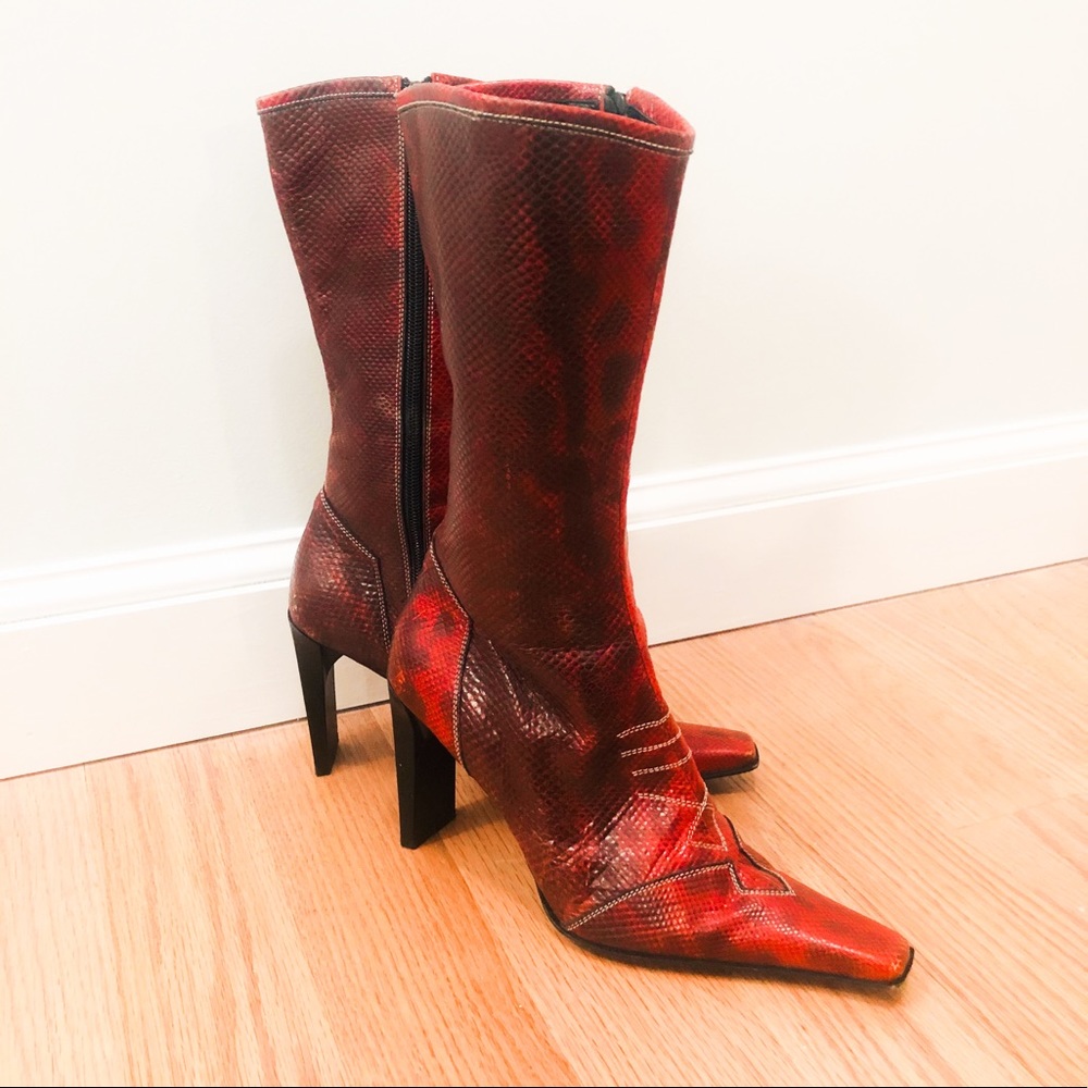 Vintage Red snake boots